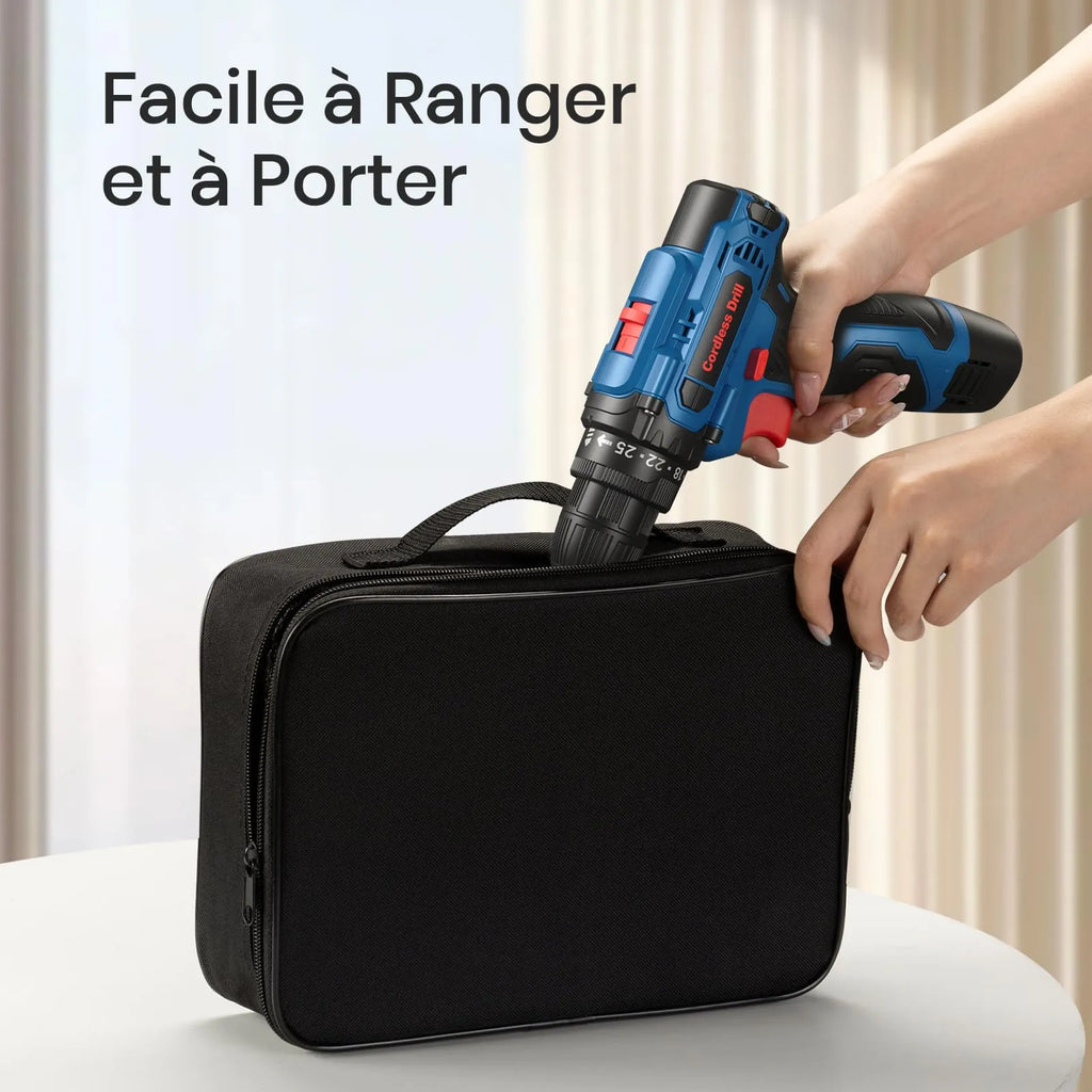 Perceuse Visseuse Sans Fil 20V – 2 Batteries 2.0Ah, 42Nm, 25+1 Réglages, 24 Accessoires