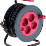 ENROULEUR 15M avec 4 prises 2P+T - Câble H05VV-F 3G1 mm, 2300W Déroulé