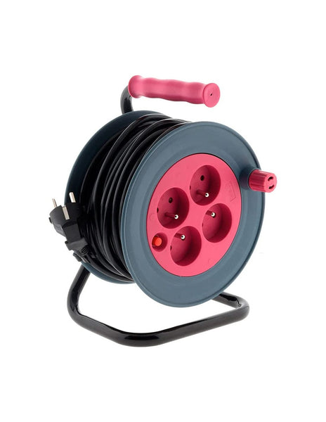 ENROULEUR 15M avec 4 prises 2P+T - Câble H05VV-F 3G1 mm, 2300W Déroulé