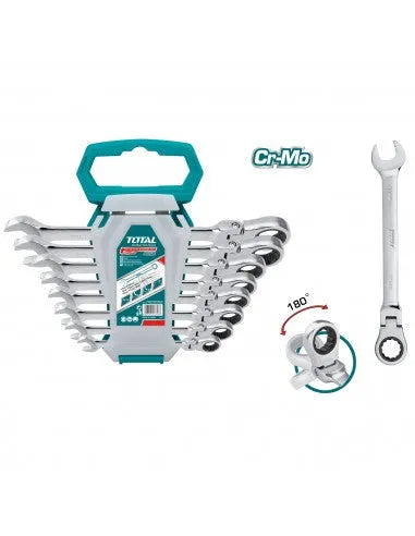 JEU DE 8 CLÉS MIXTES À CLIQUET 8-19mm - Qualité PRO CR-MO